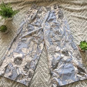 ZARA Cropped Wide Leg Trousers Elastic Band Small